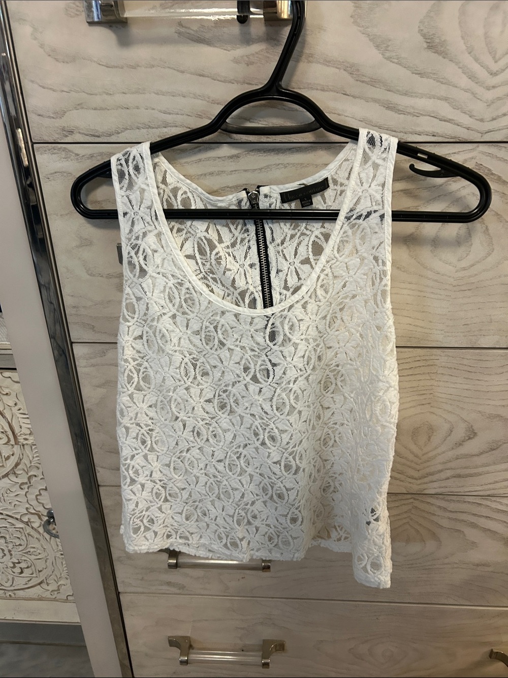Lucca Couture White Lace Camisole with Back Zipper